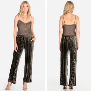 Jade by Johnny Was Alison Smocking Silk Green Velvet Pants XS